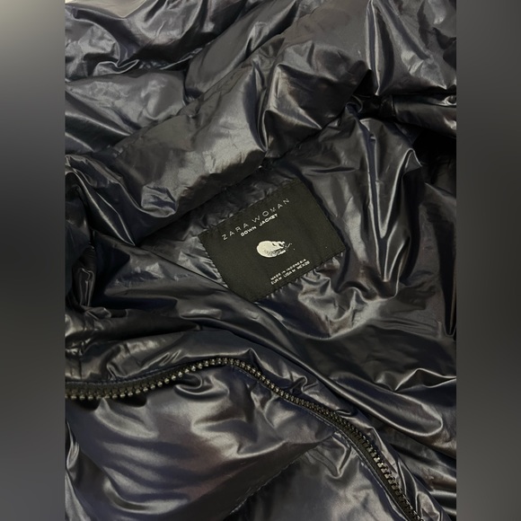 Zara Down Puffer Jacket | Size M | color navy blue - Picture 8 of 9